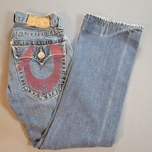 True Religion Ricky Straight Jeans Mens 29 USA Big T Medium Wash Y2K Vintage